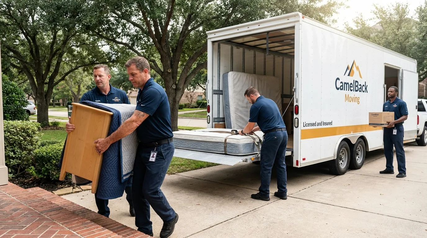 Crew loading residential truck for cross-state move from Randolph, NJ