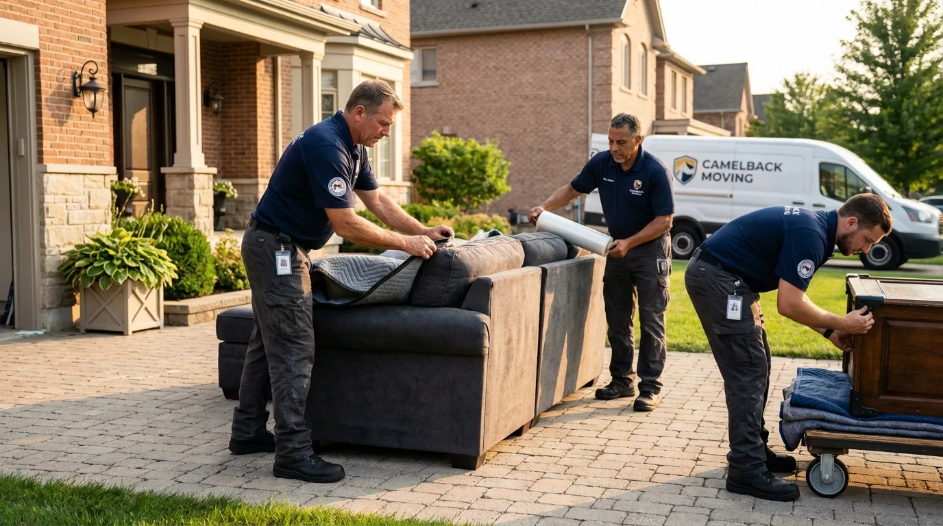 Large estate moving crew wrapping furniture in Randolph, NJ